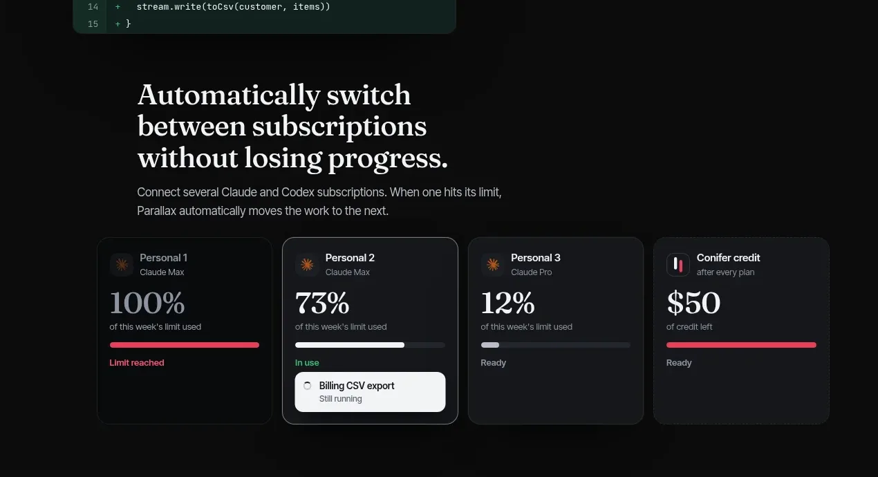 Parallax feature grid component