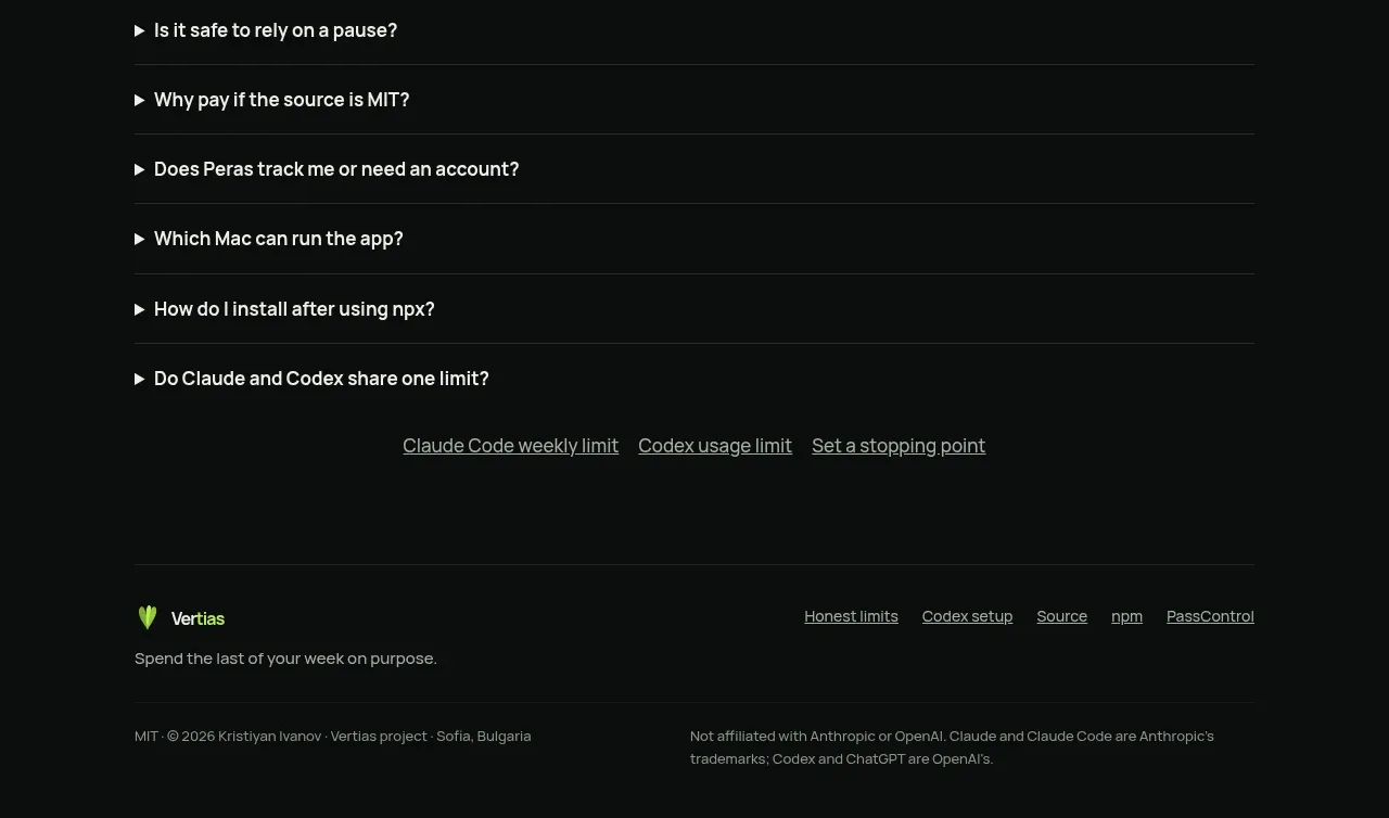 Peras footer component