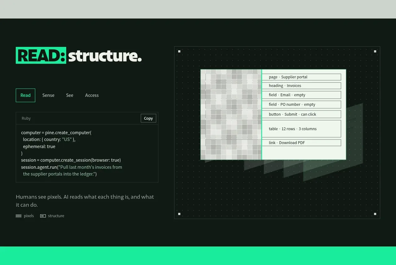 Pine Computer feature grid component