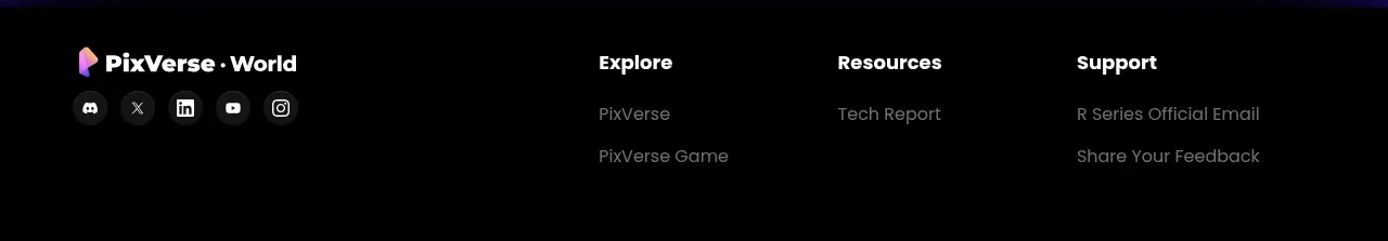 PixVerse R2 footer component