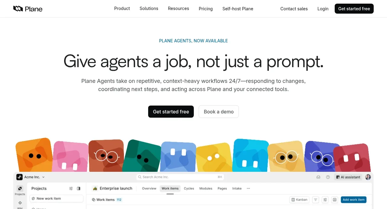 Plane Agents hero component