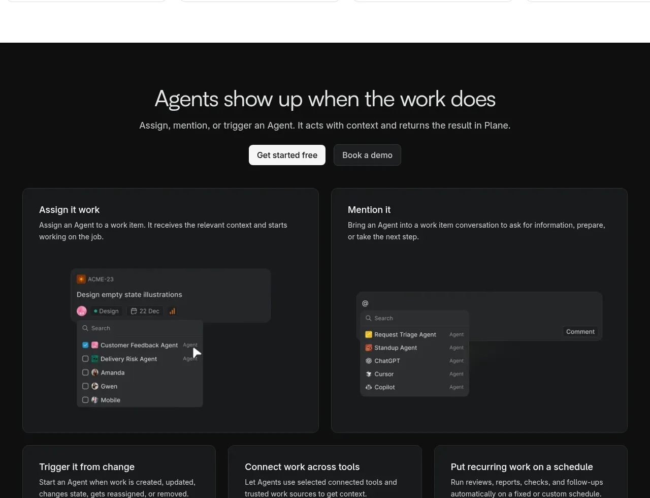 Plane Agents call to action component