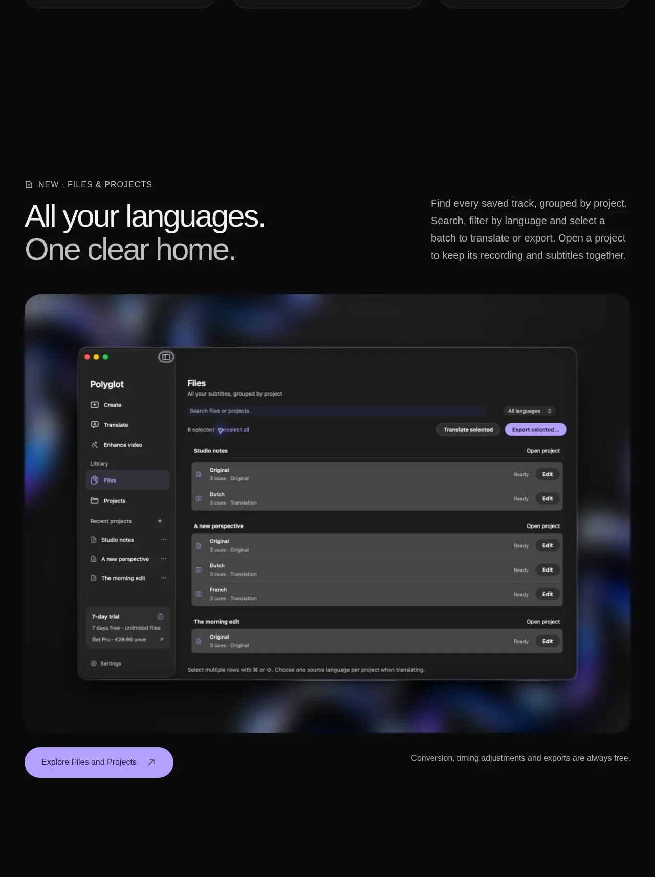 Polyglot feature grid component