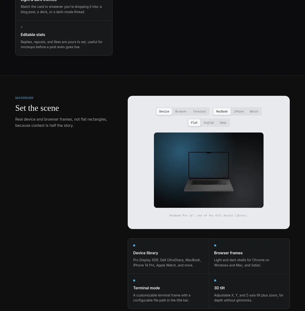 Portfolio Frame feature grid component