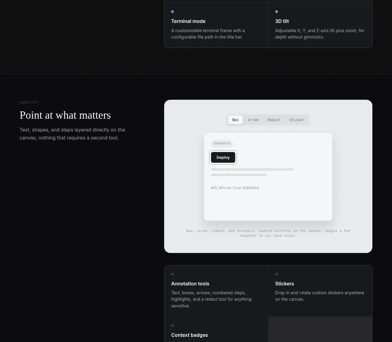Portfolio Frame feature grid component