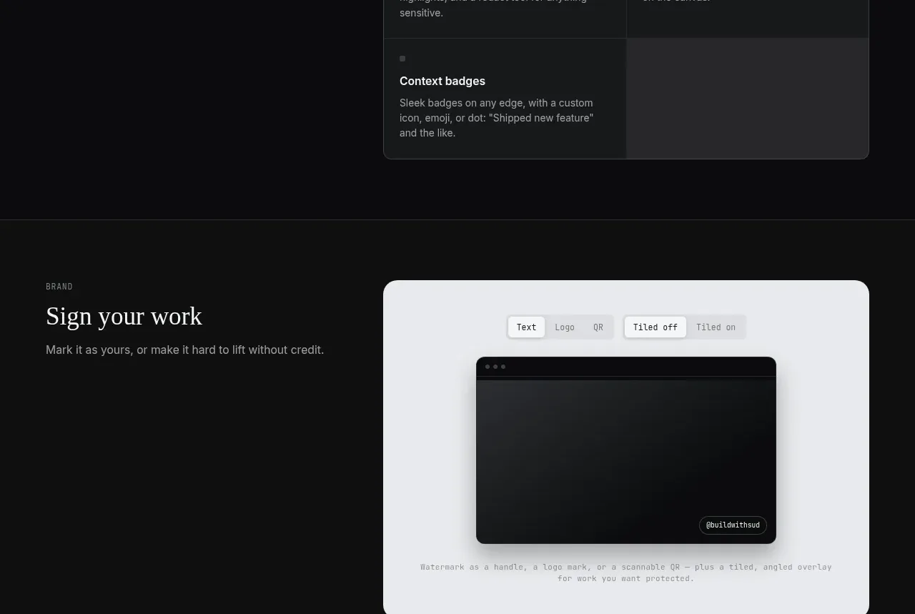 Portfolio Frame feature grid component