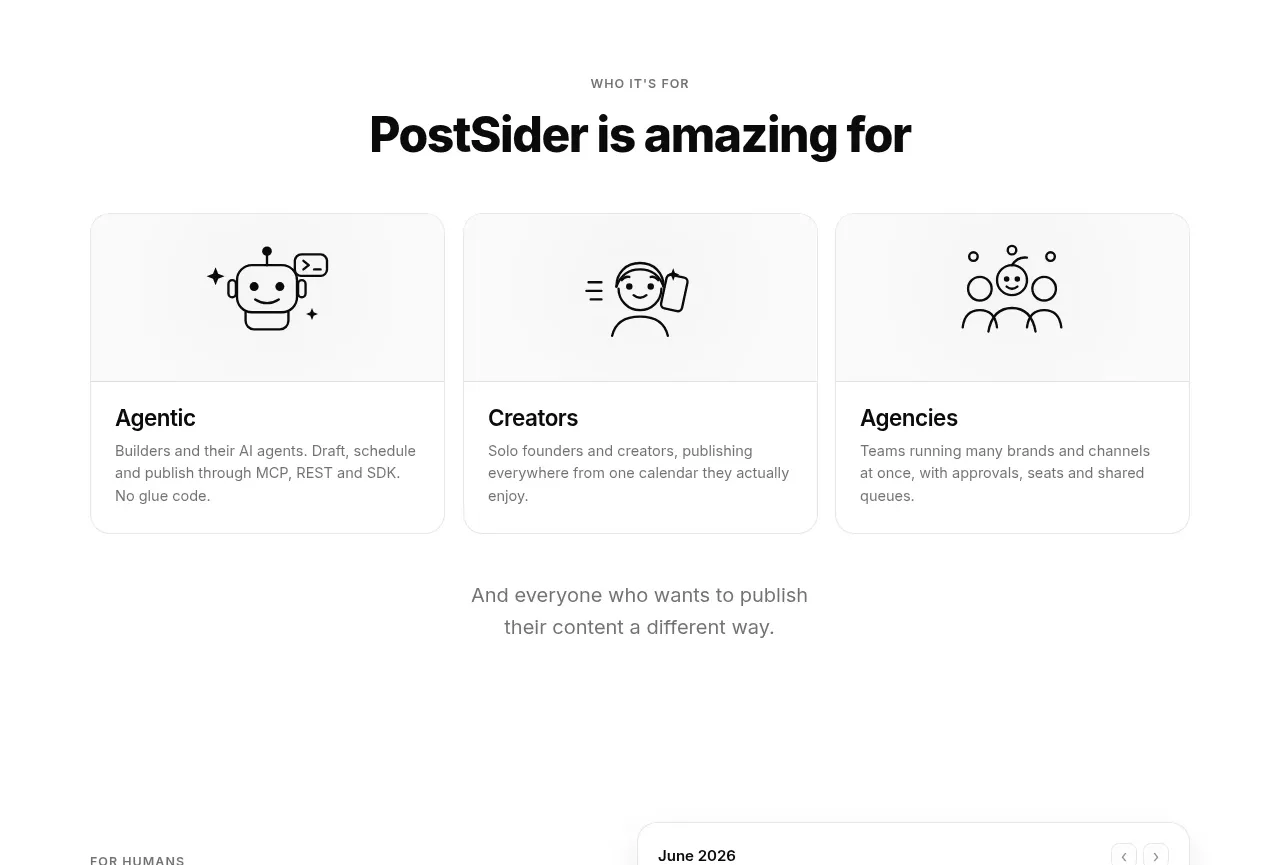 PostSider feature grid component
