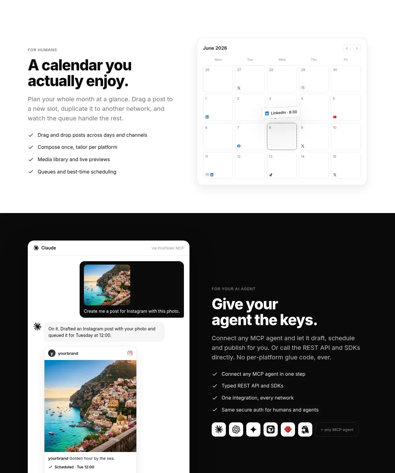 PostSider feature grid component