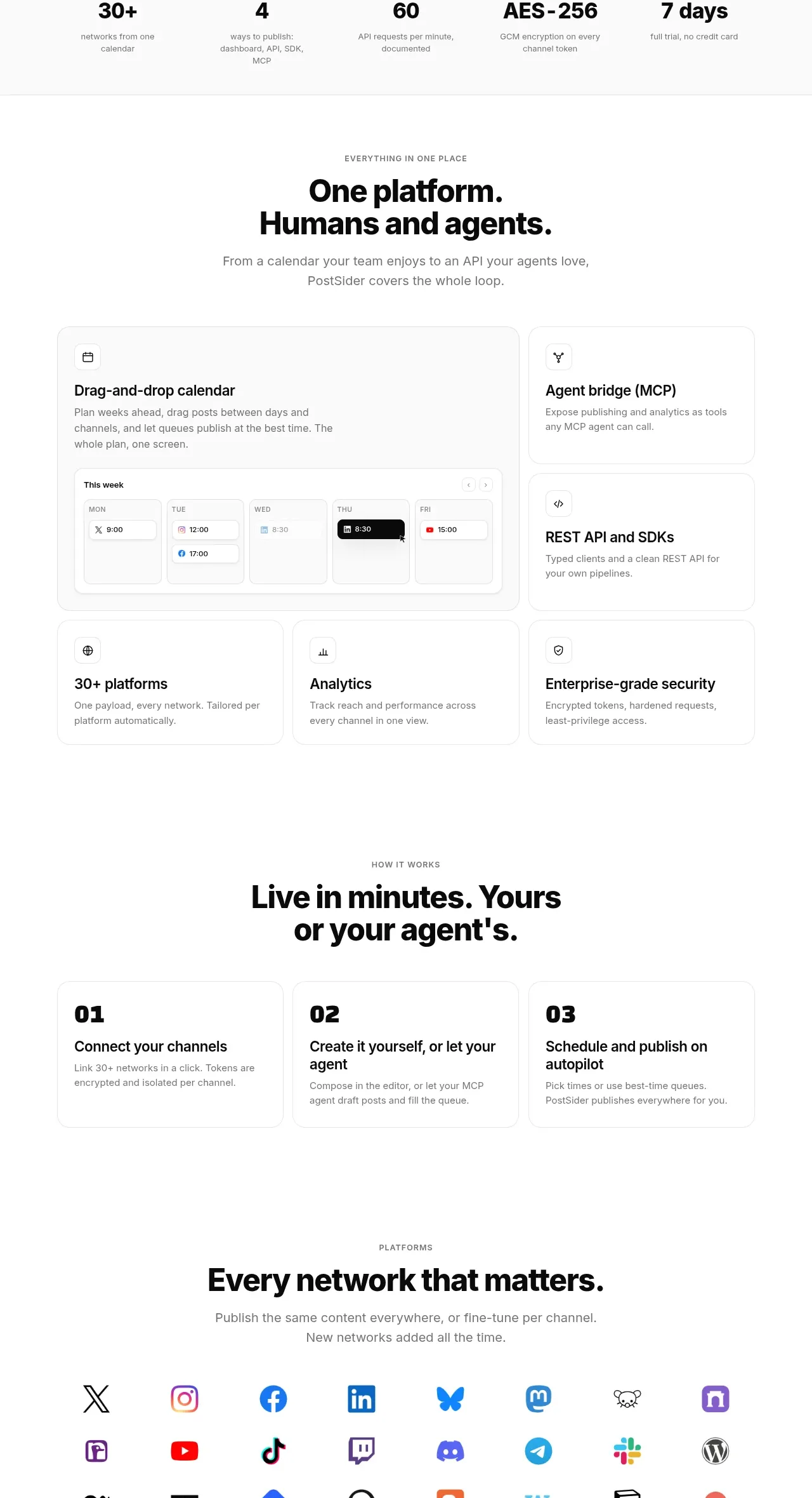 PostSider feature grid component