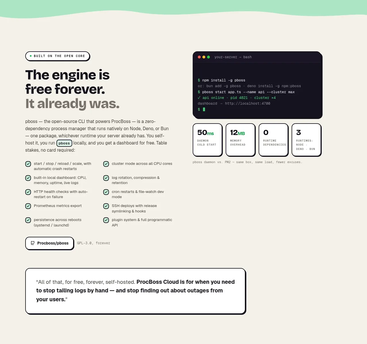 ProcBoss feature grid component