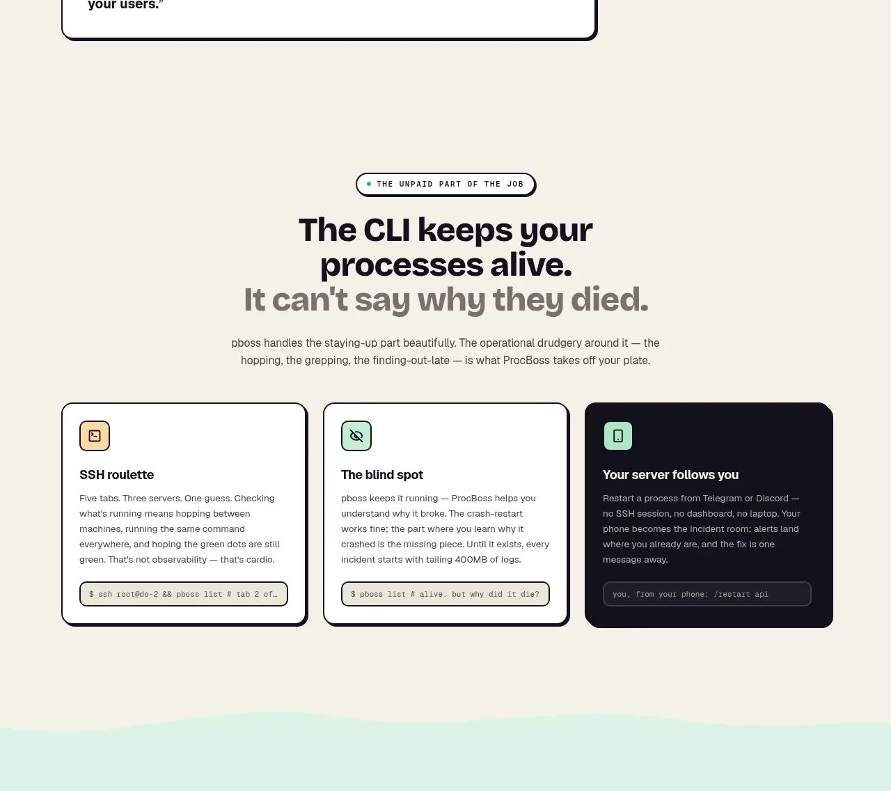 ProcBoss feature grid component