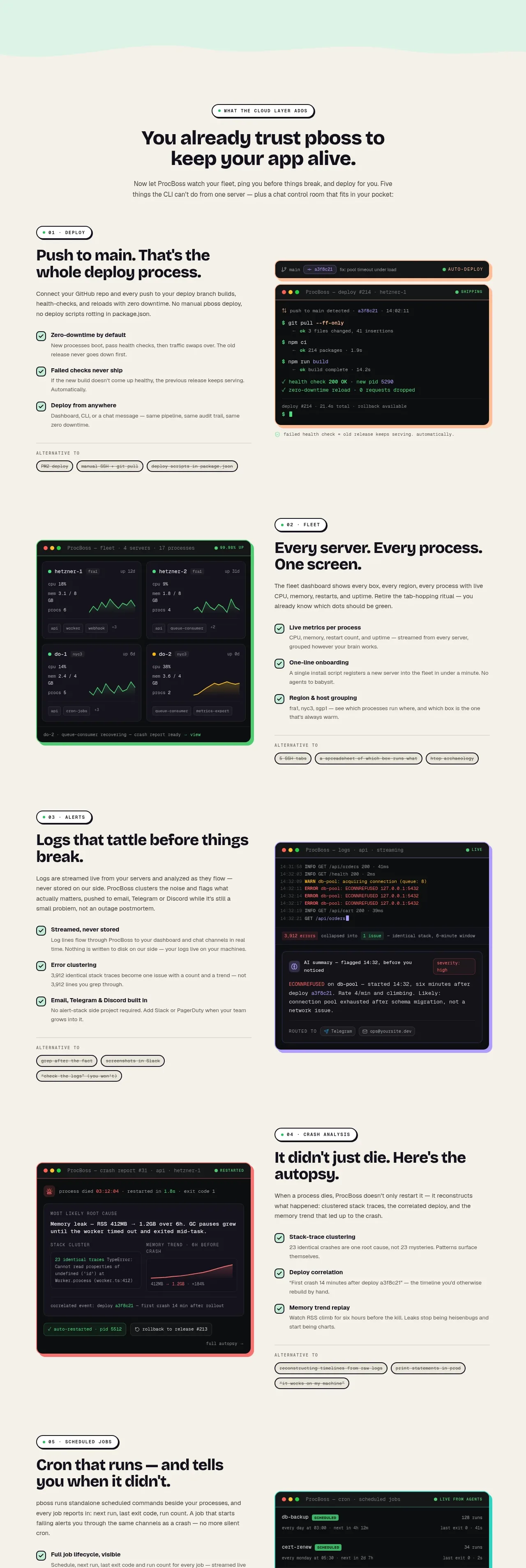 ProcBoss feature grid component