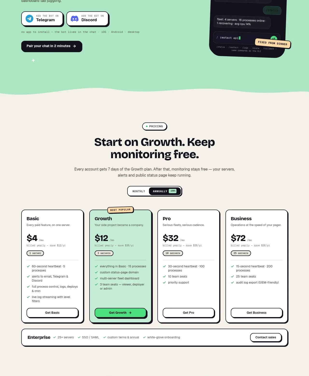 ProcBoss pricing table component