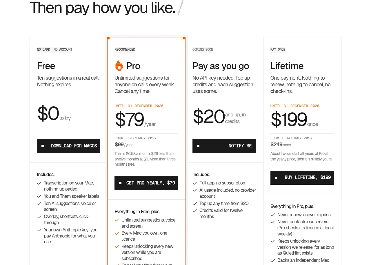 QuietHint® testimonials component