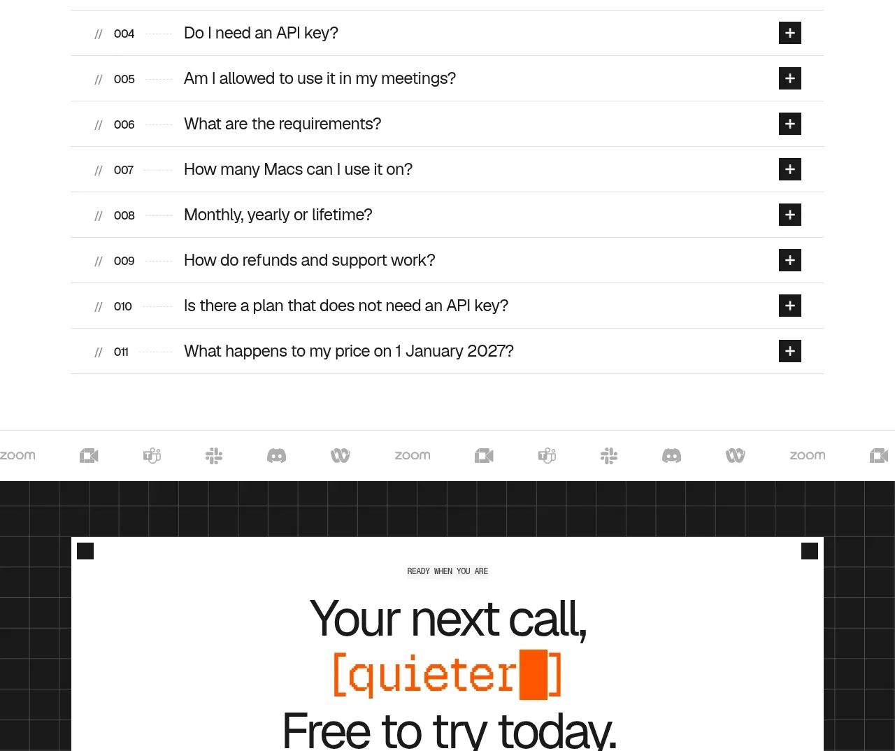 QuietHint® faq component
