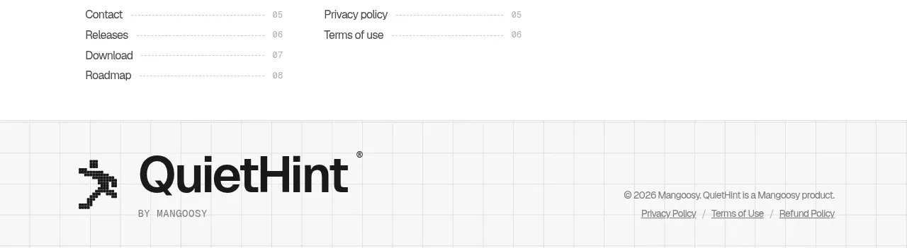 QuietHint® footer component