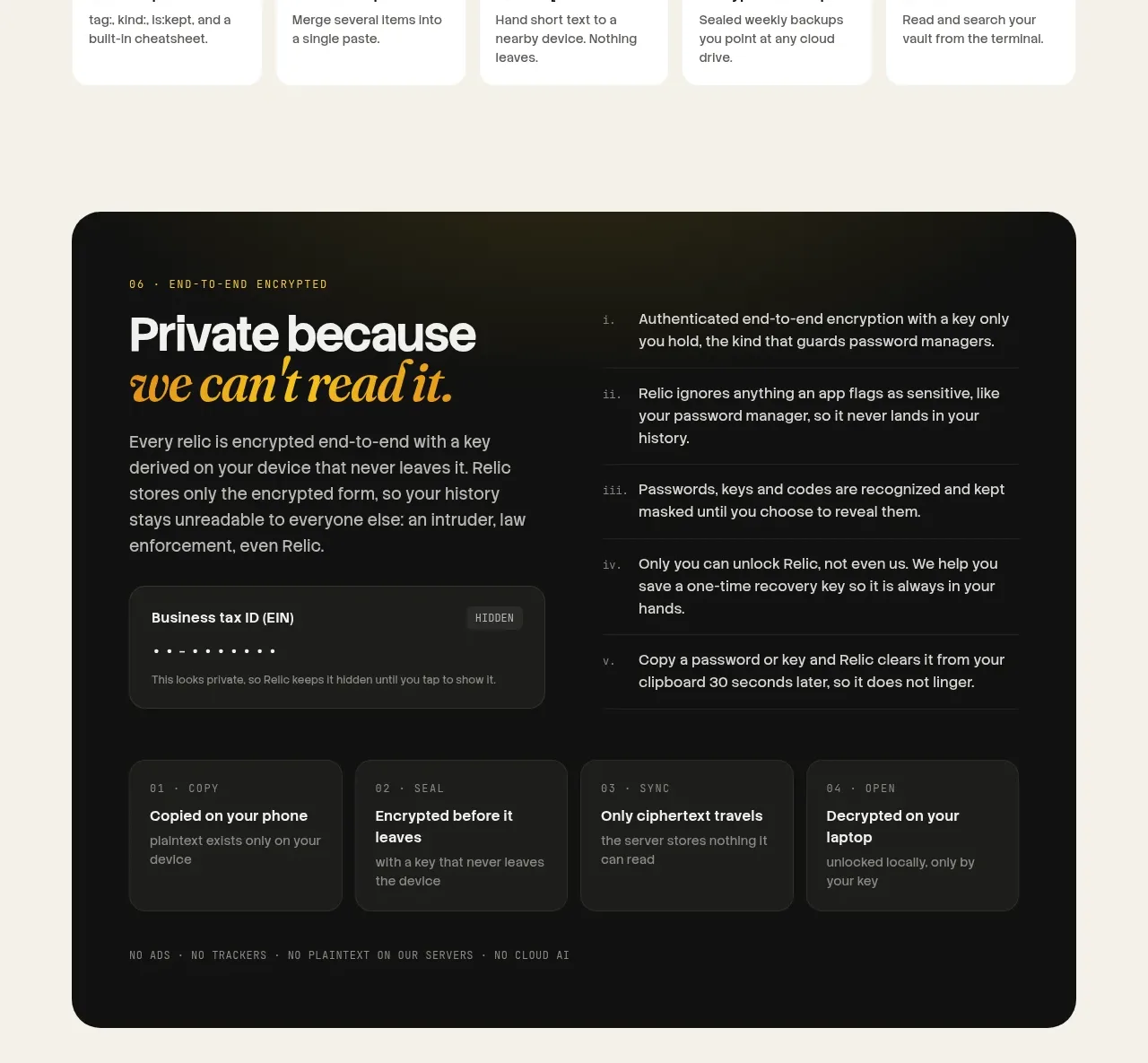 Relic testimonials component