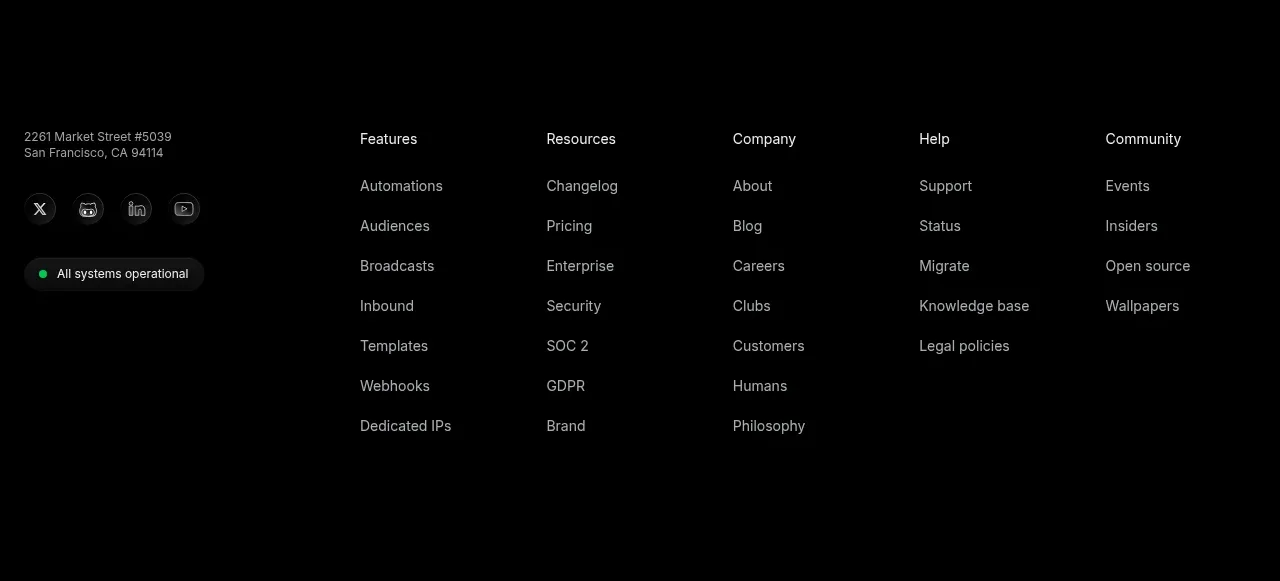 Resend Inboxes footer component