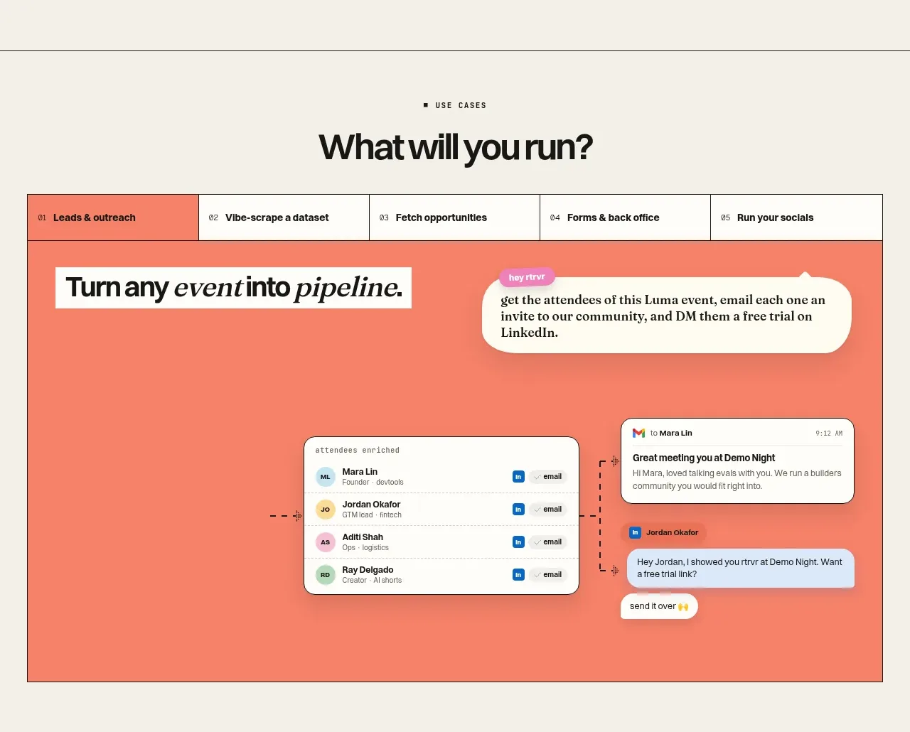 Retriever AI tabs & steps component