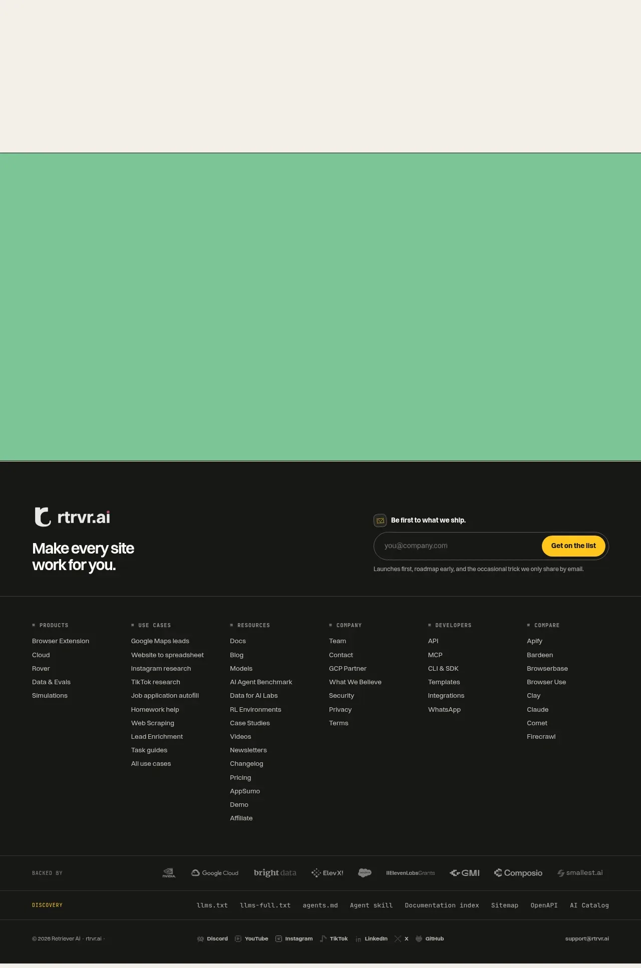 Retriever AI footer component