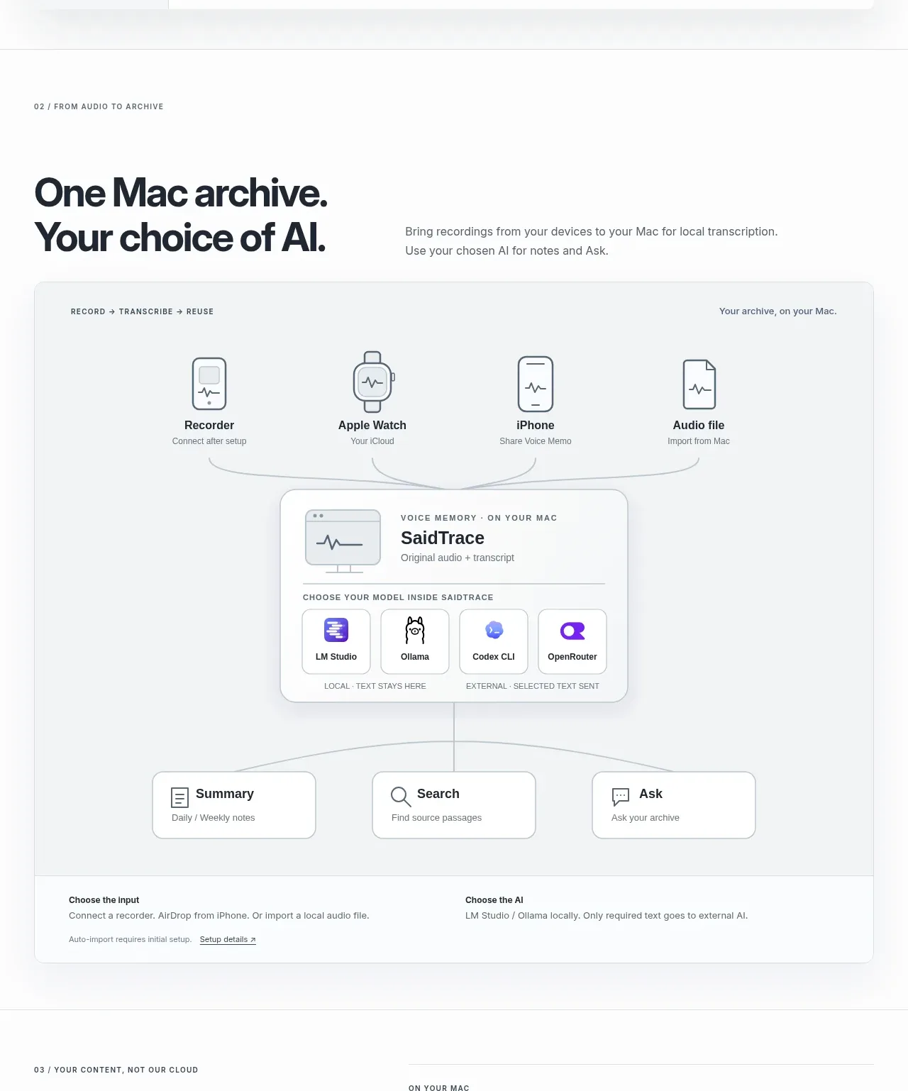 SaidTrace feature grid component