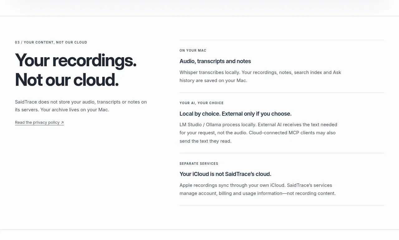 SaidTrace feature grid component