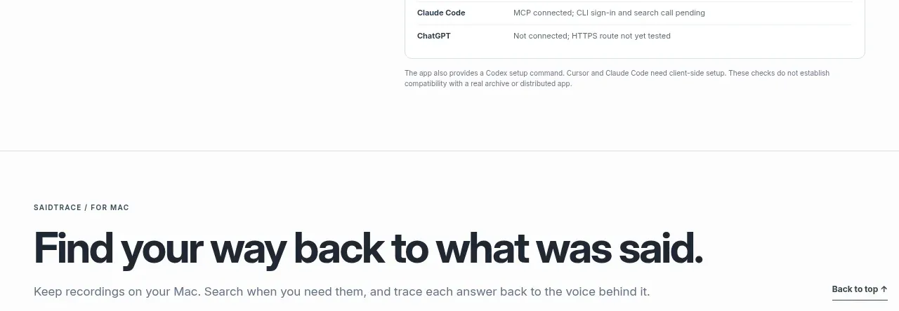 SaidTrace call to action component