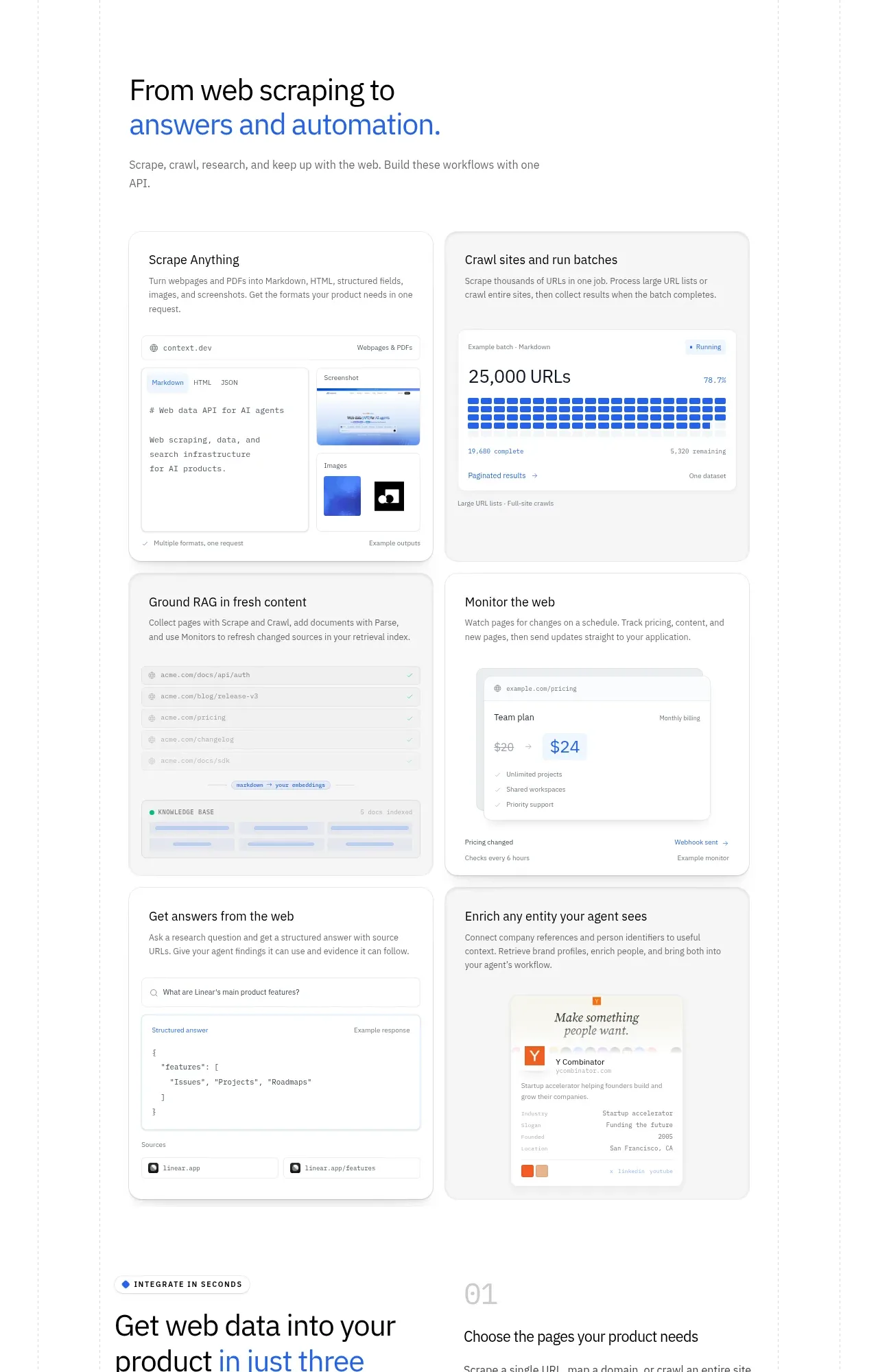 Scrape Anything by Context.dev feature grid component