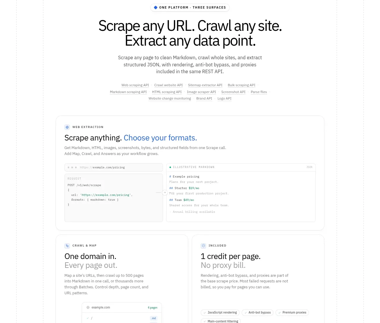 Scrape Anything by Context.dev feature grid component