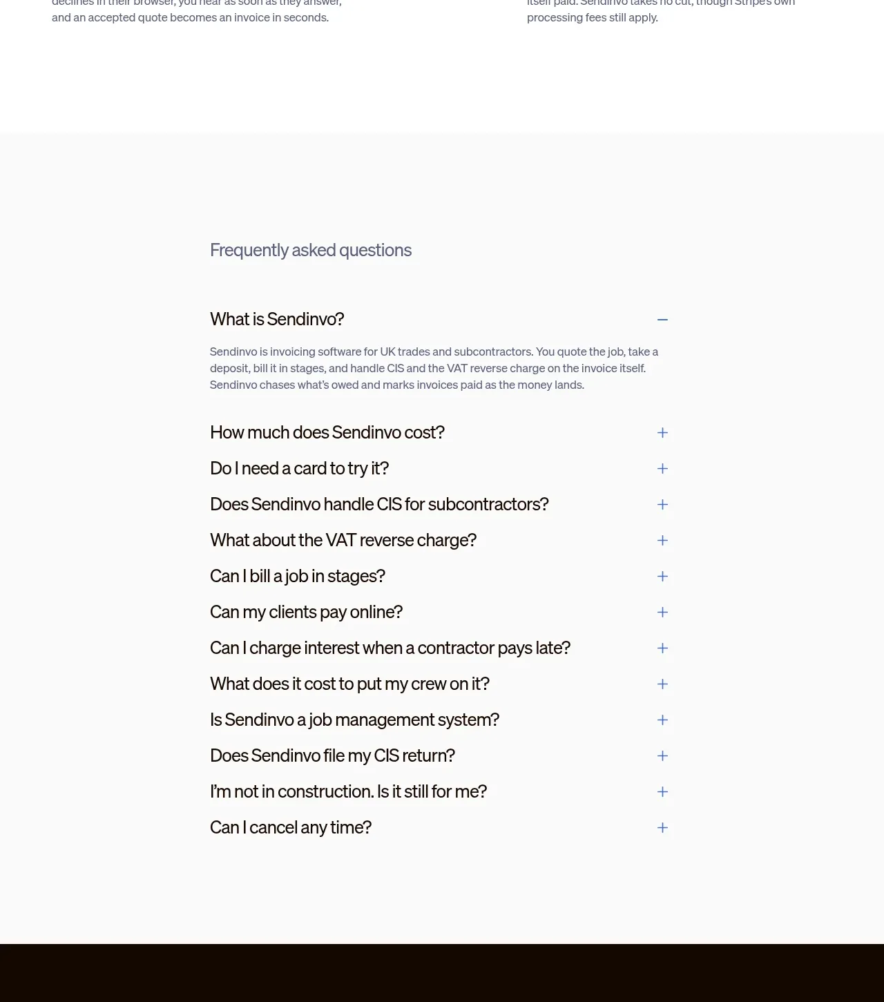 sendinvo.com faq component