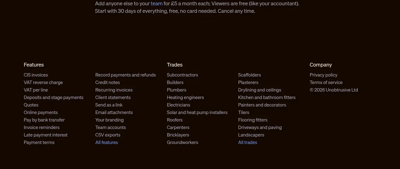 sendinvo.com footer component