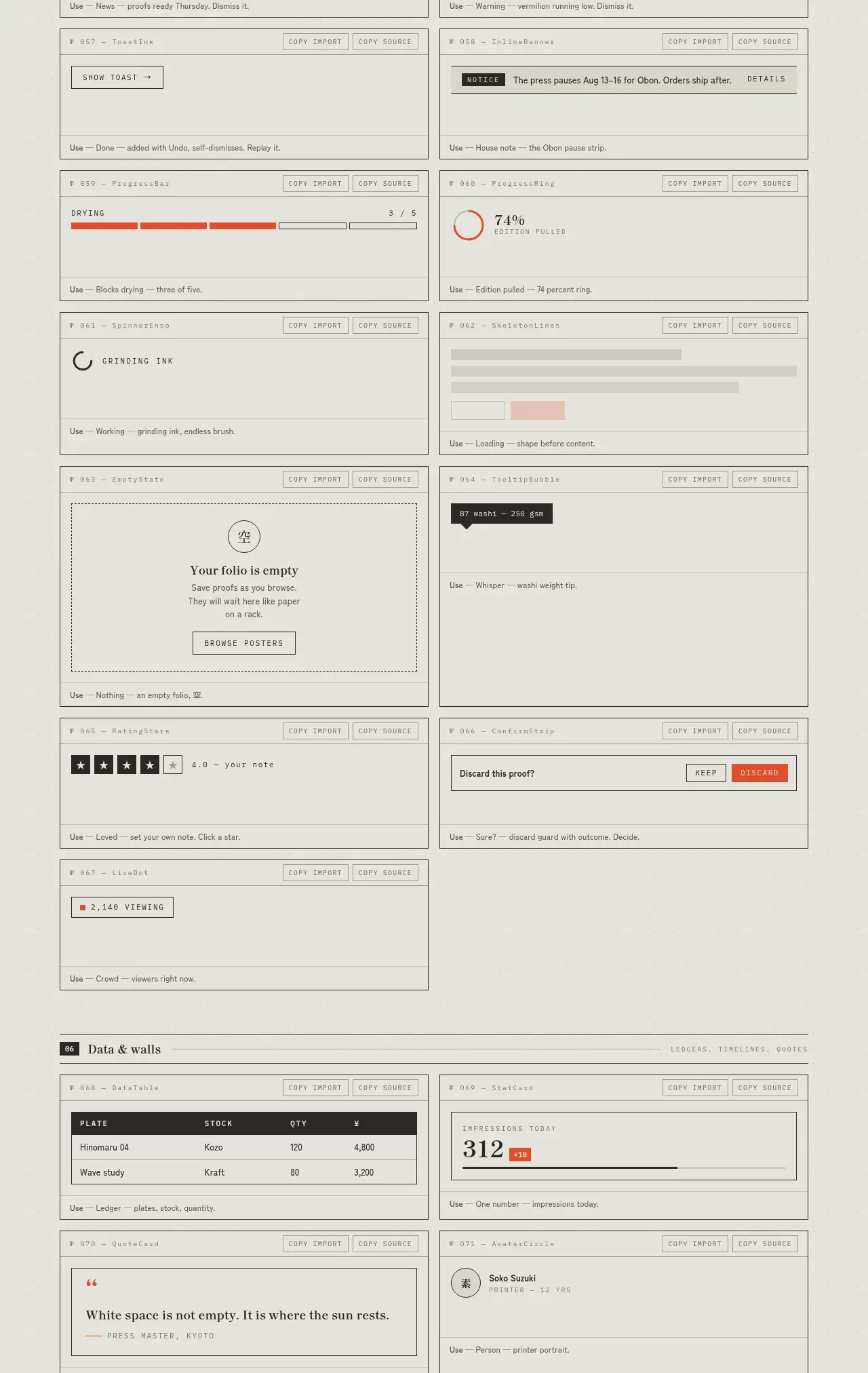 SHIUI feature grid component