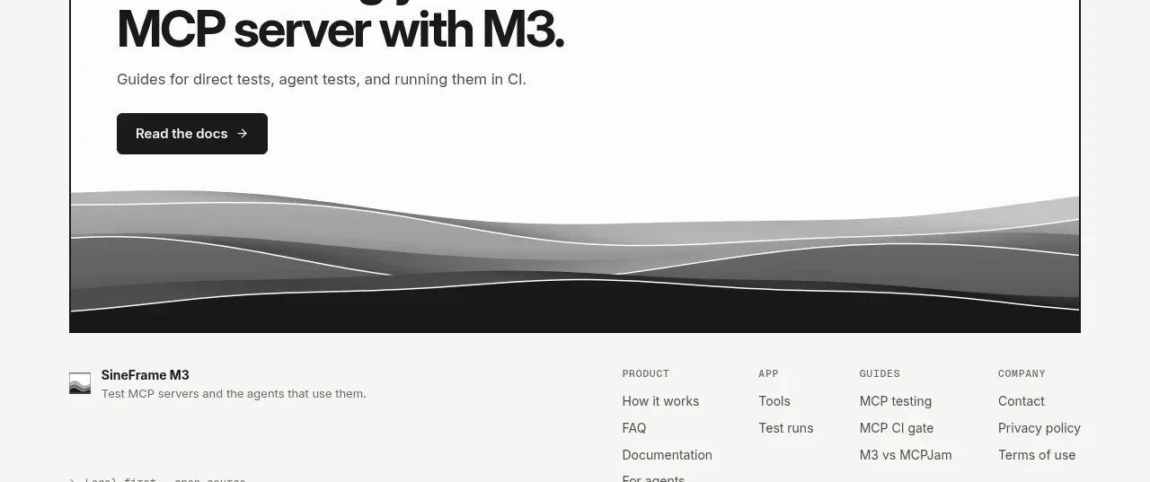 SineFrame M3 call to action component