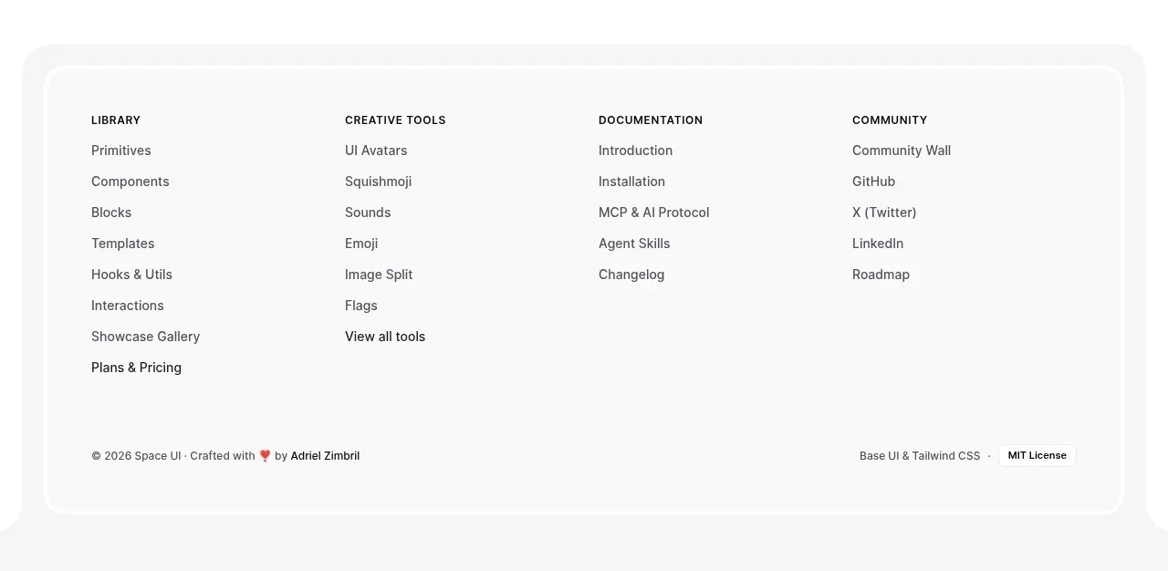 spaceui.one footer component