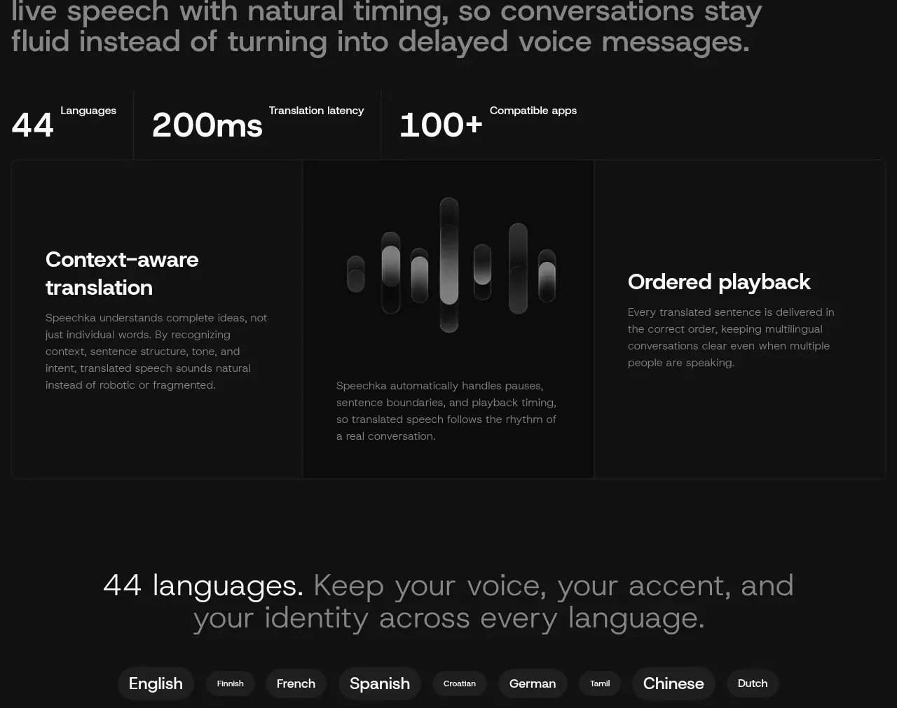 Speechka feature grid component