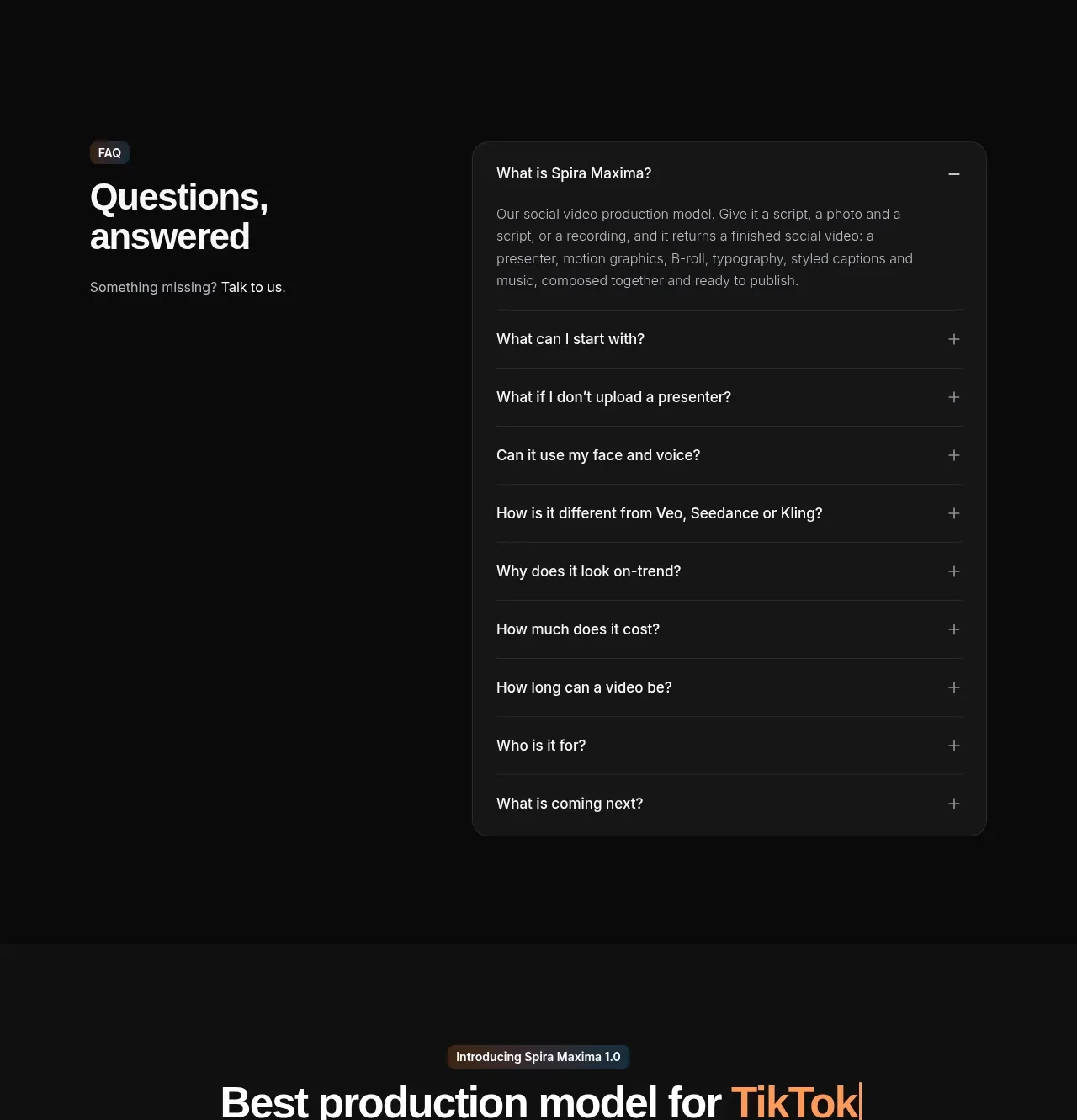 Spira Maxima faq component