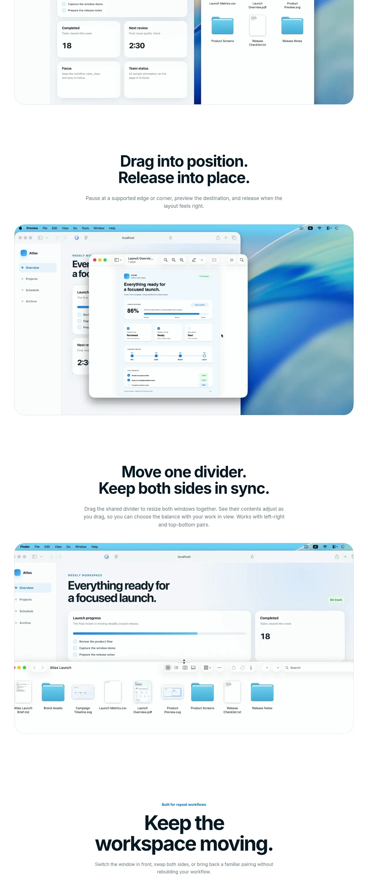 Split feature grid component