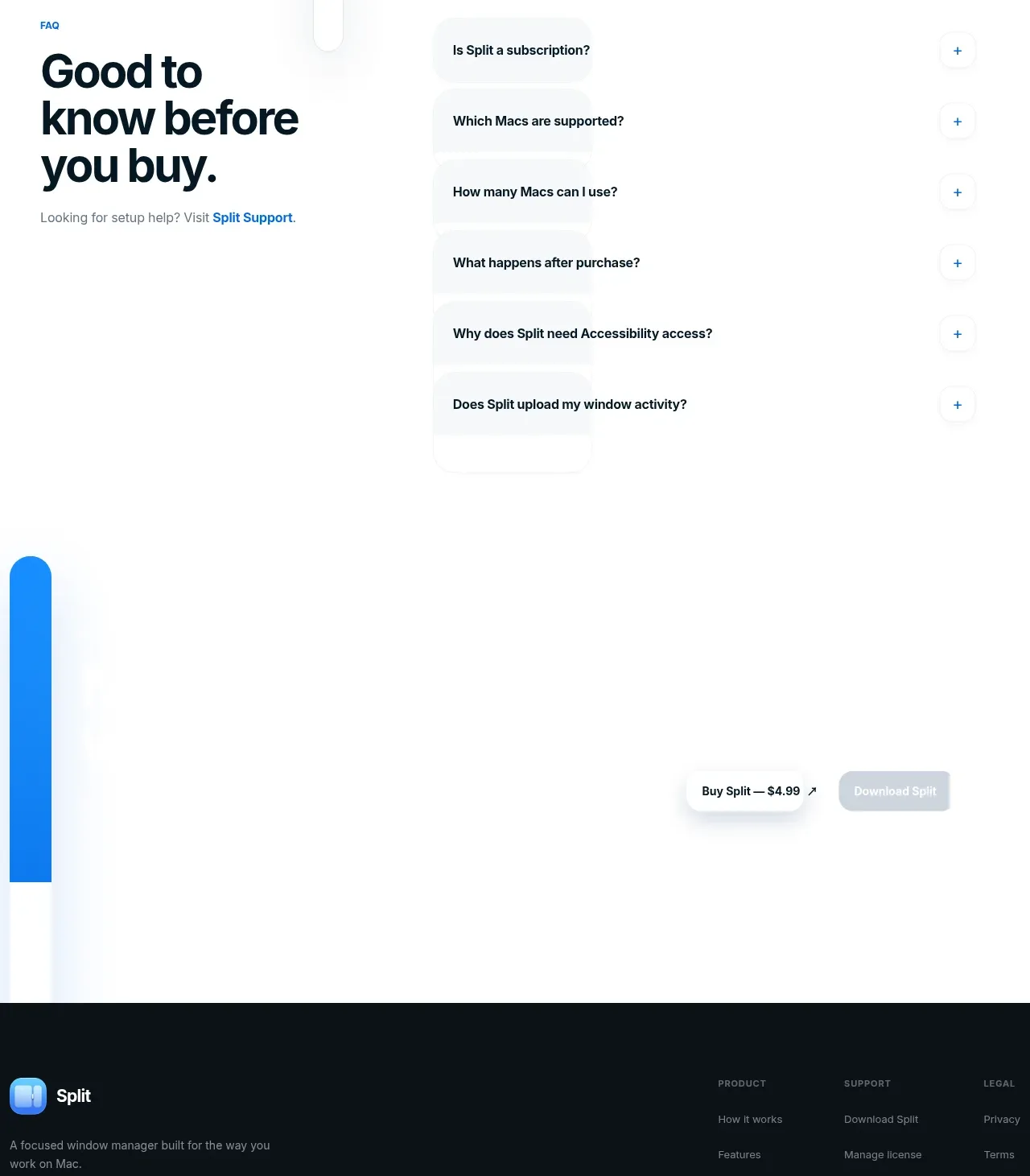 Split call to action component