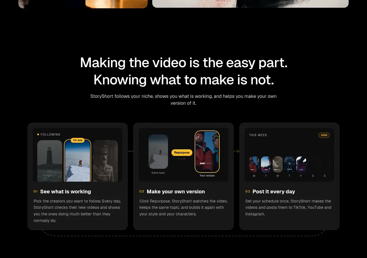 storyshort.ai feature grid component