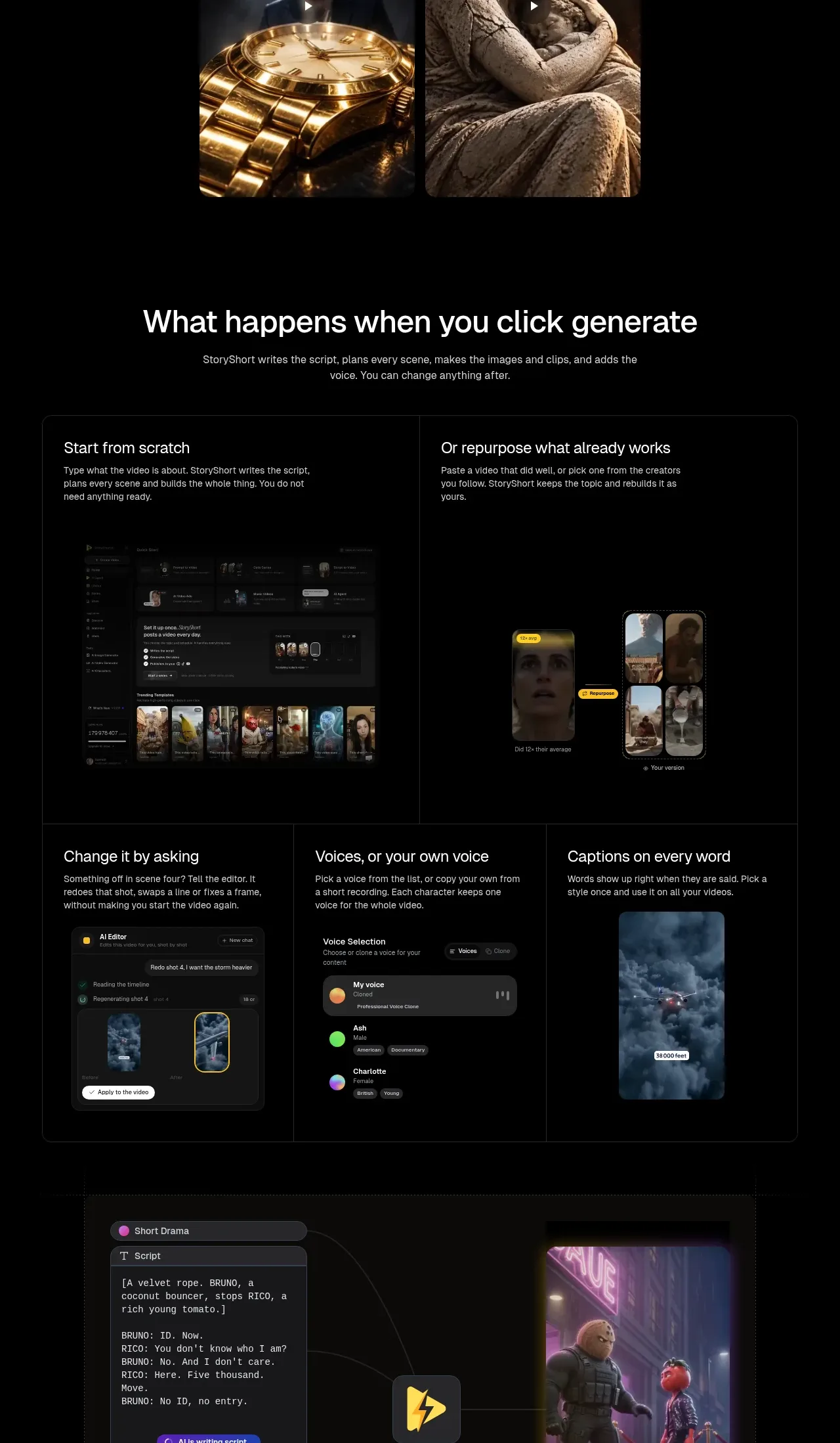 storyshort.ai feature grid component