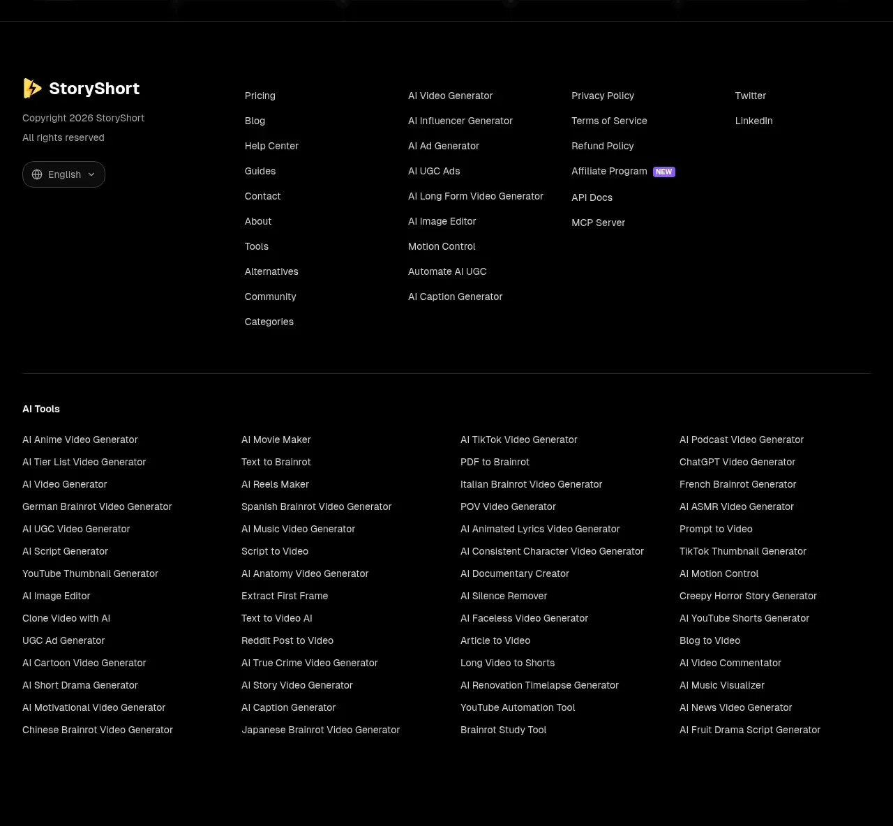 storyshort.ai footer component