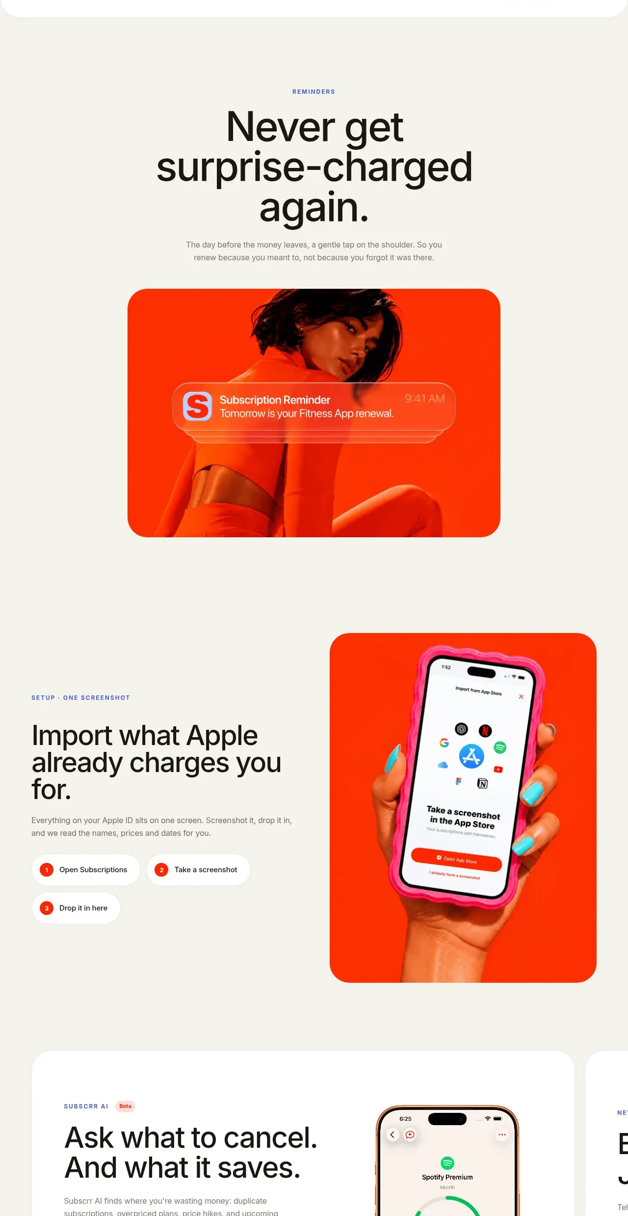 Subscrr feature grid component