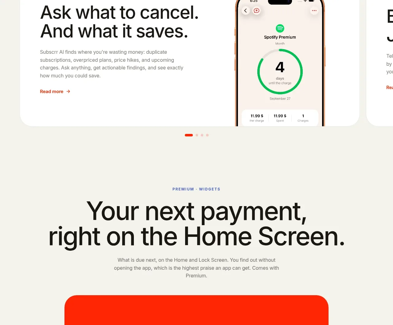 Subscrr card component