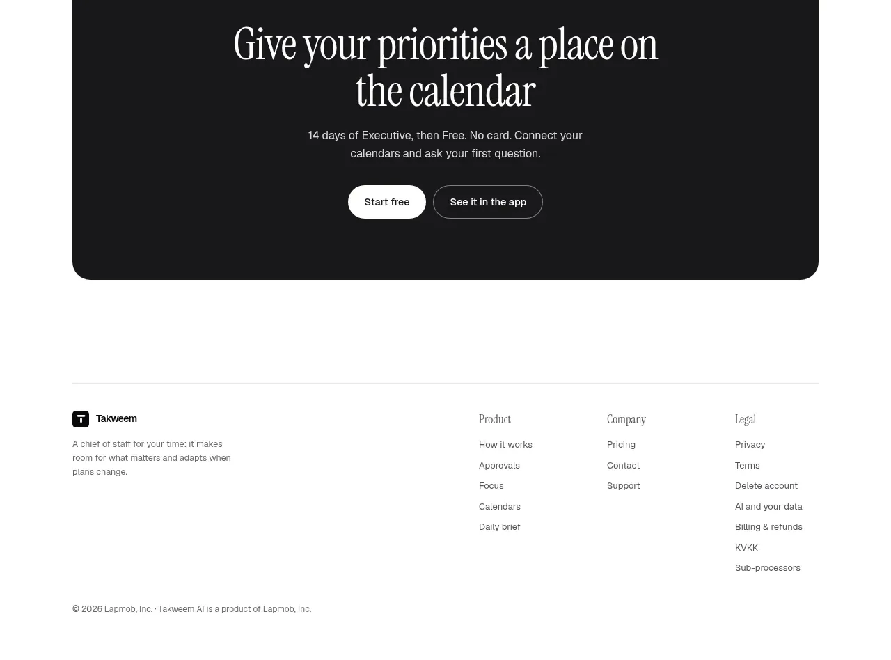 Takweem AI footer component