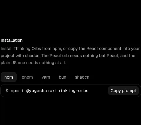 Thinking Orbs code block component
