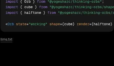 Thinking Orbs code block component
