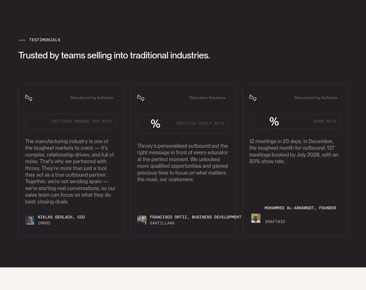 throxy testimonials component