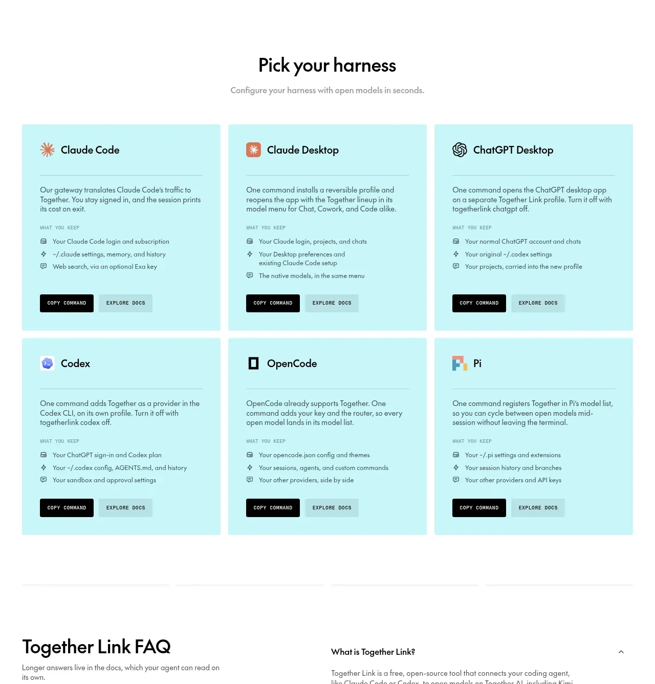 Together Link feature grid component