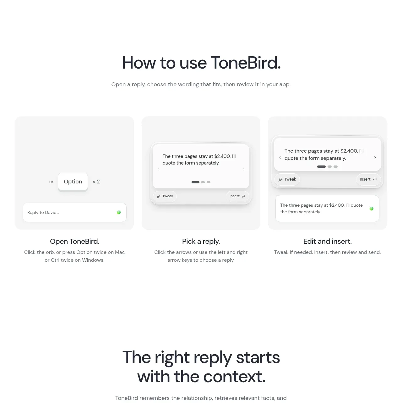 ToneBird feature grid component