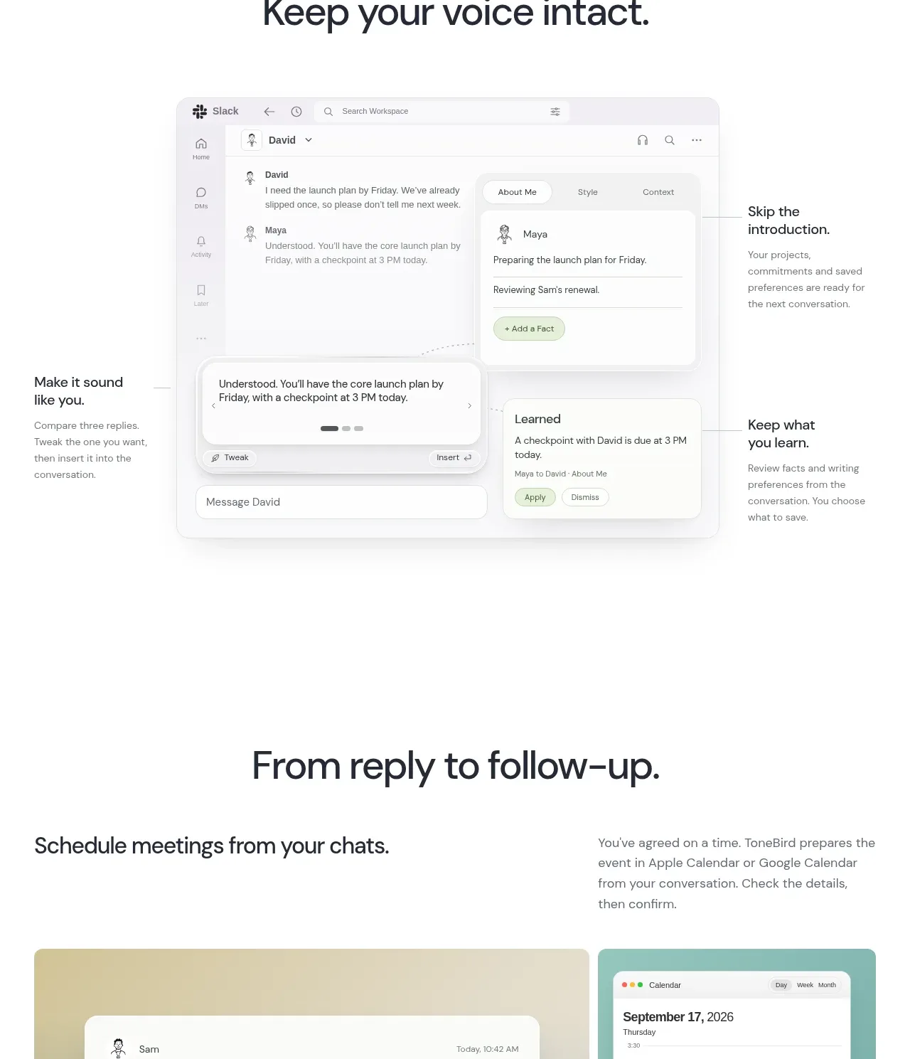 ToneBird feature grid component